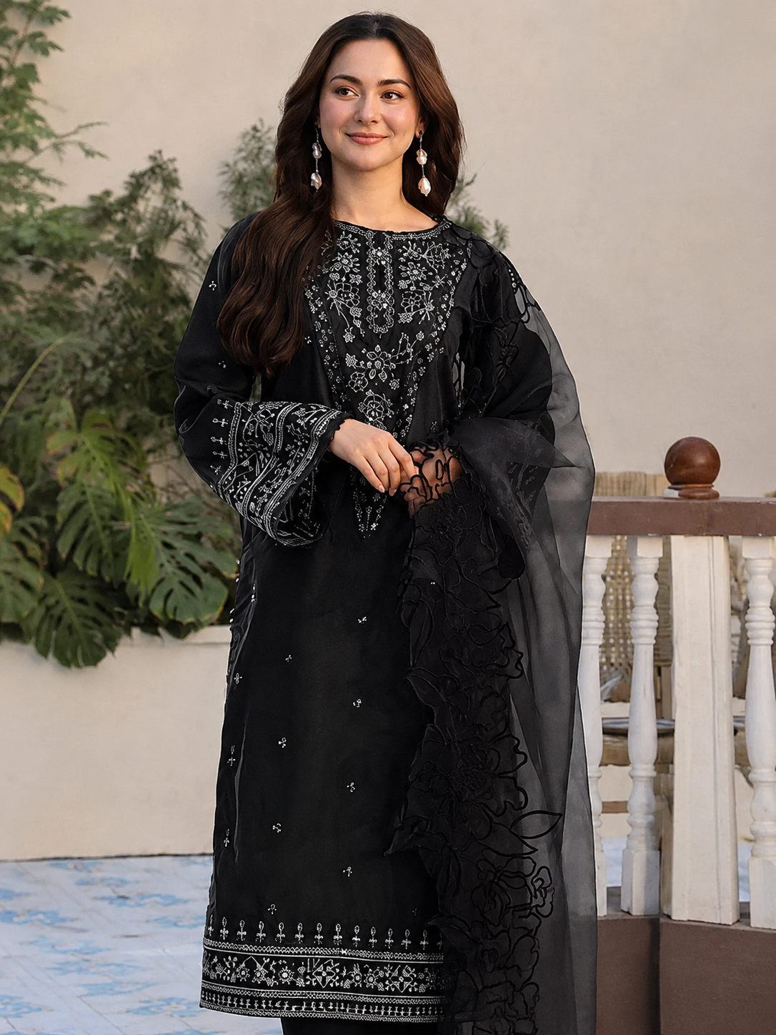 Premium Air Jet Lawn Embroidered Unstitched 3 Piece Suit with Khadi Net Dupatta