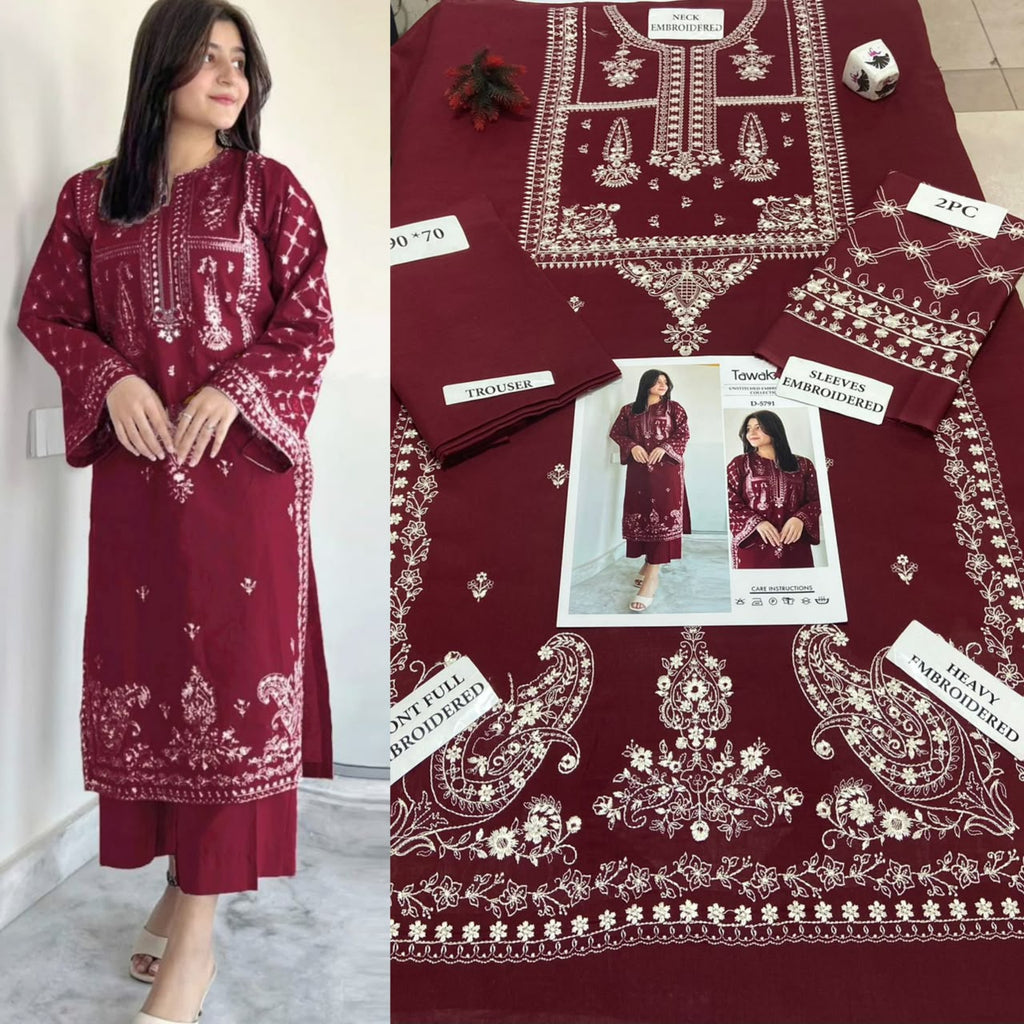 Premium Embroidered Airjet Lawn Suit for Women