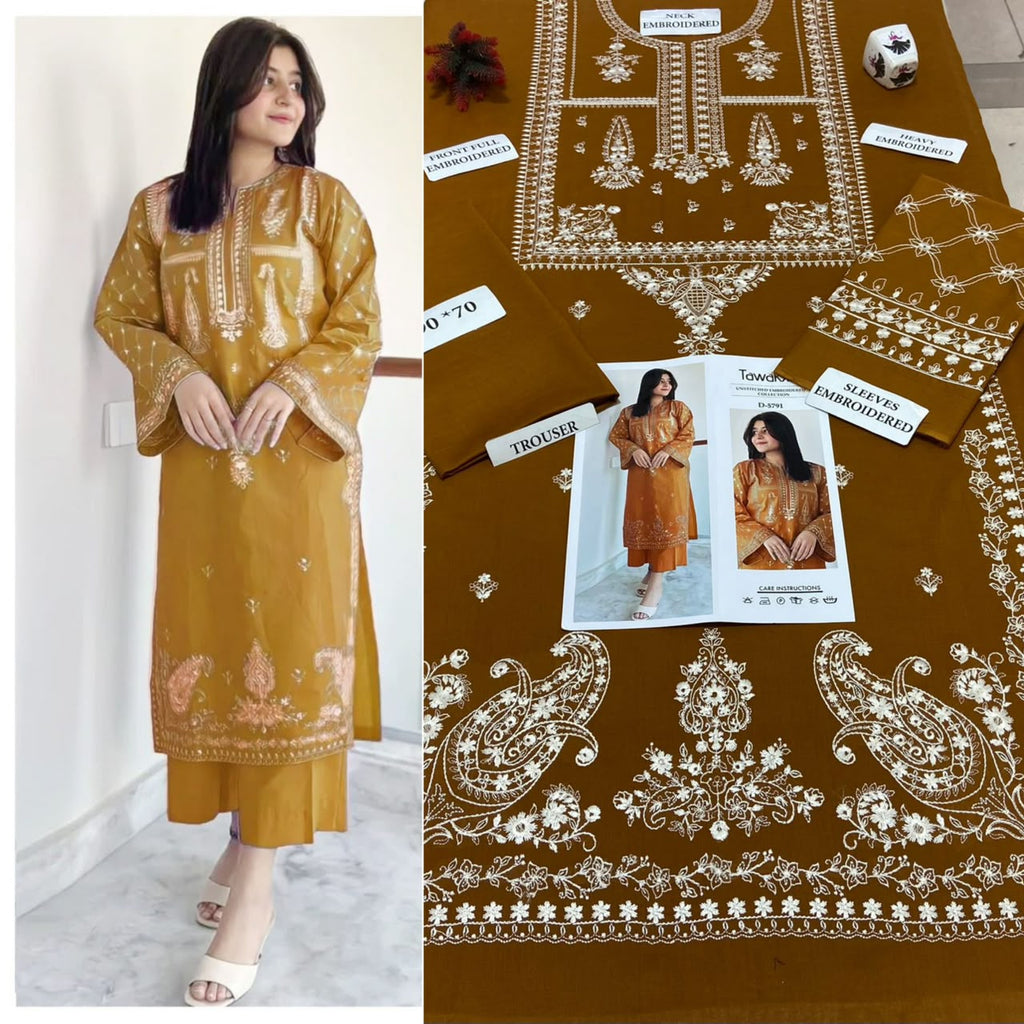Premium Embroidered Airjet Lawn Suit for Women