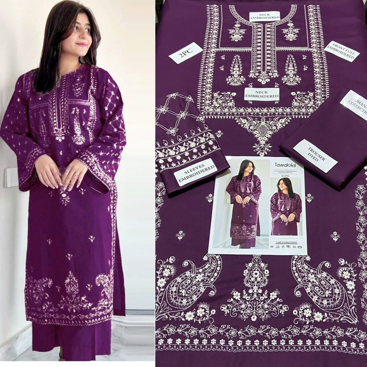 Premium Embroidered Airjet Lawn Suit for Women