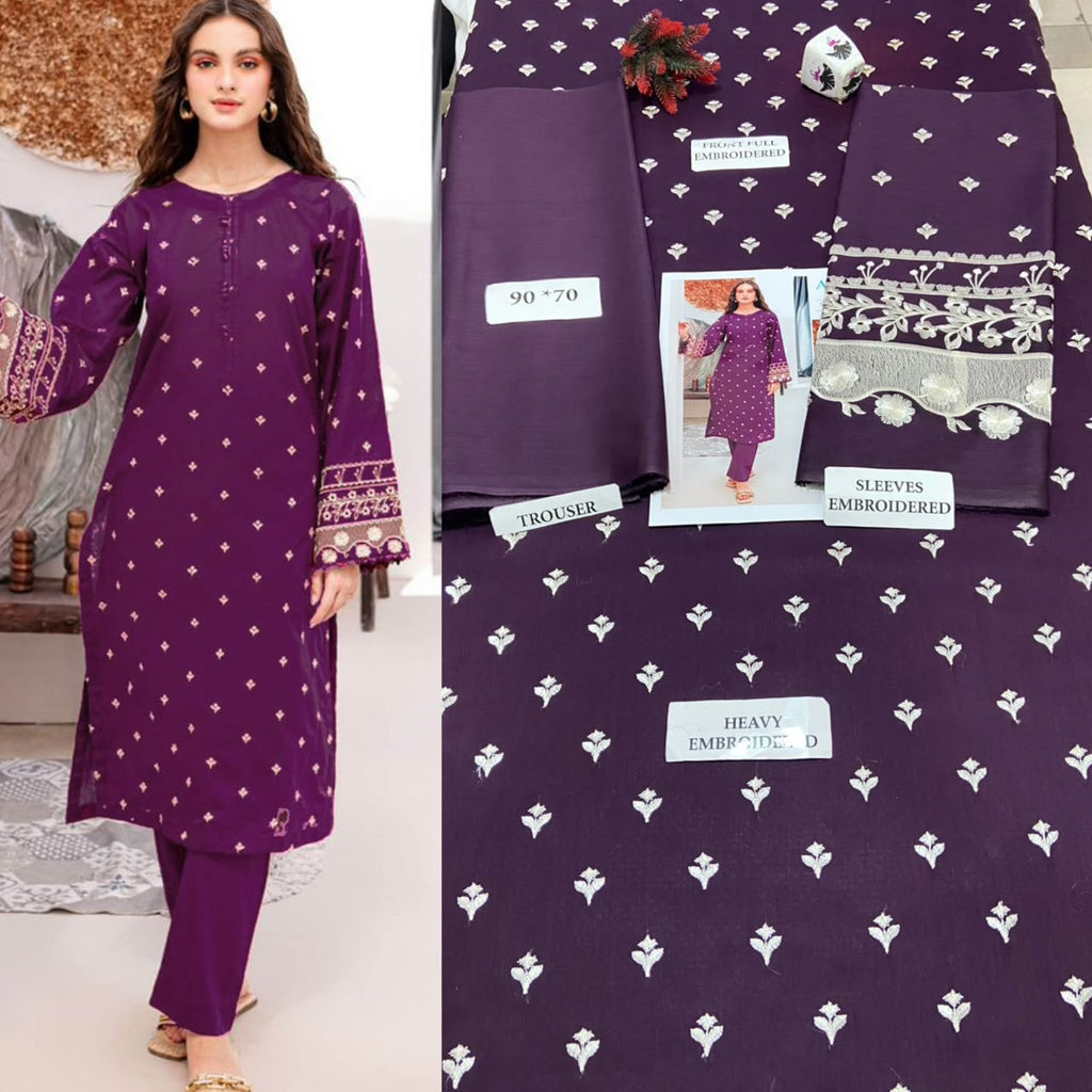 Premium Embroidered Airjet Lawn Suit for Women