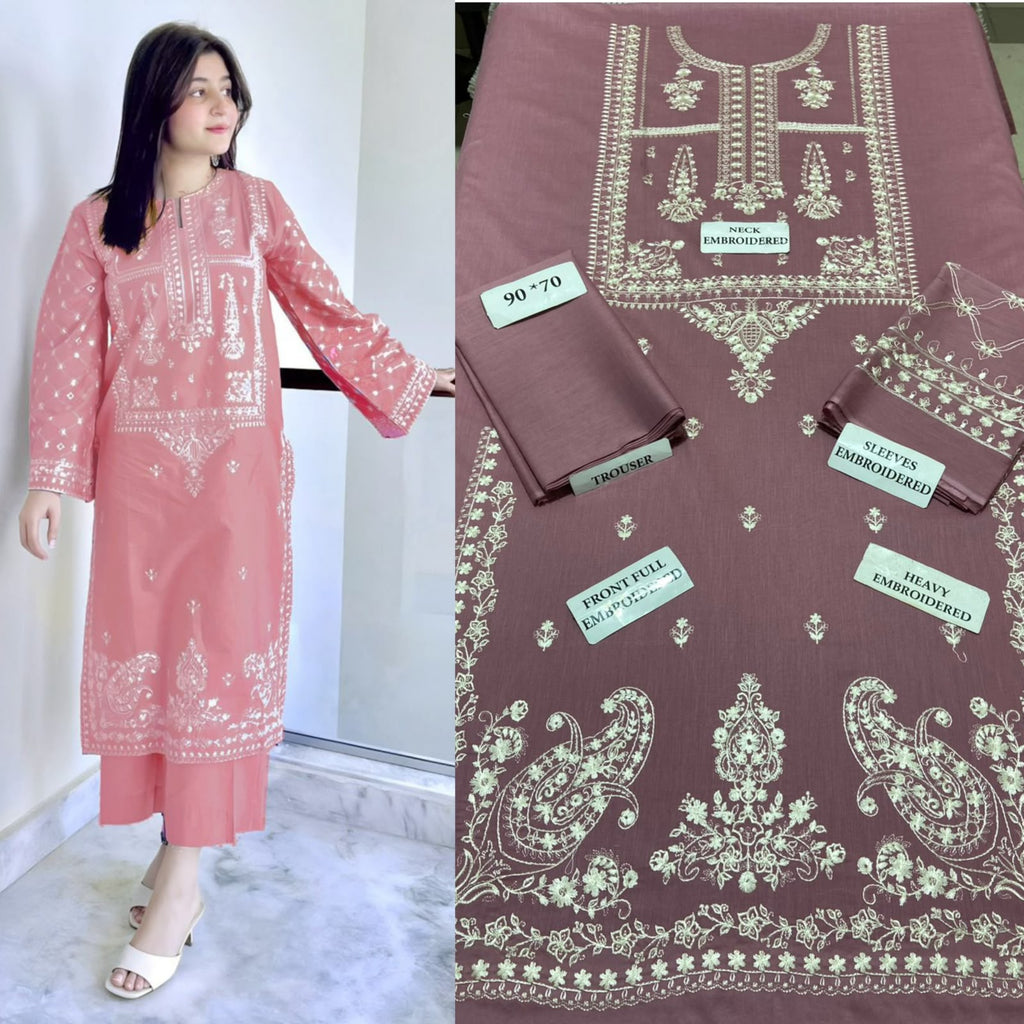 Premium Embroidered Airjet Lawn Suit for Women