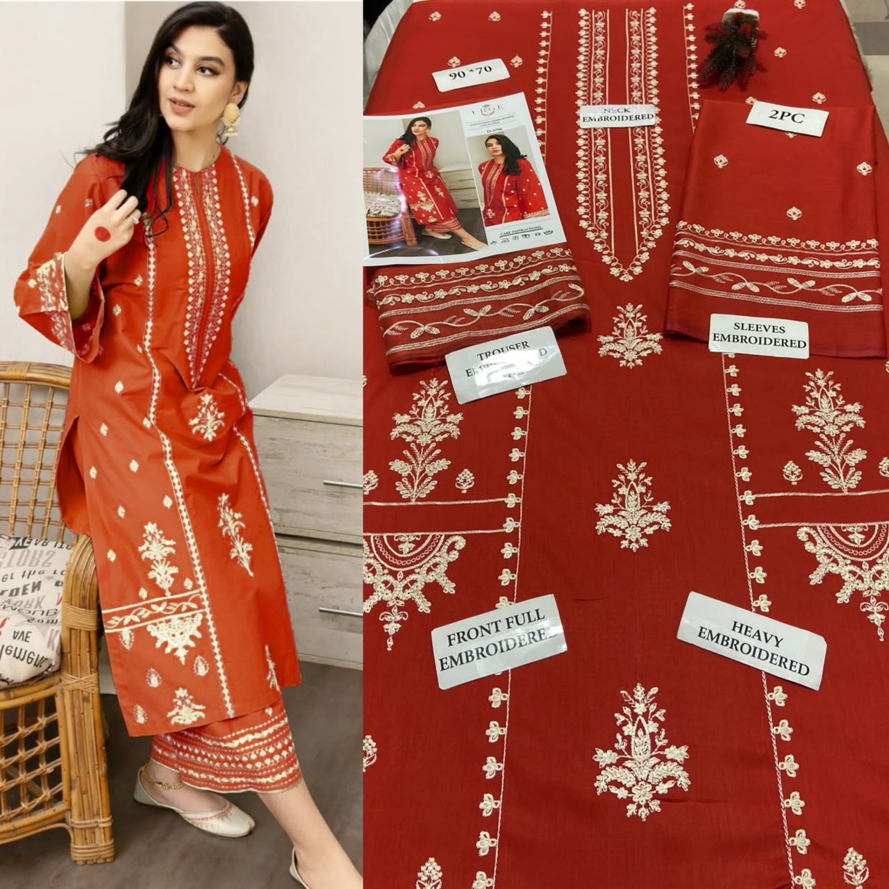 Premium Embroidered Airjet Lawn Suit for Women