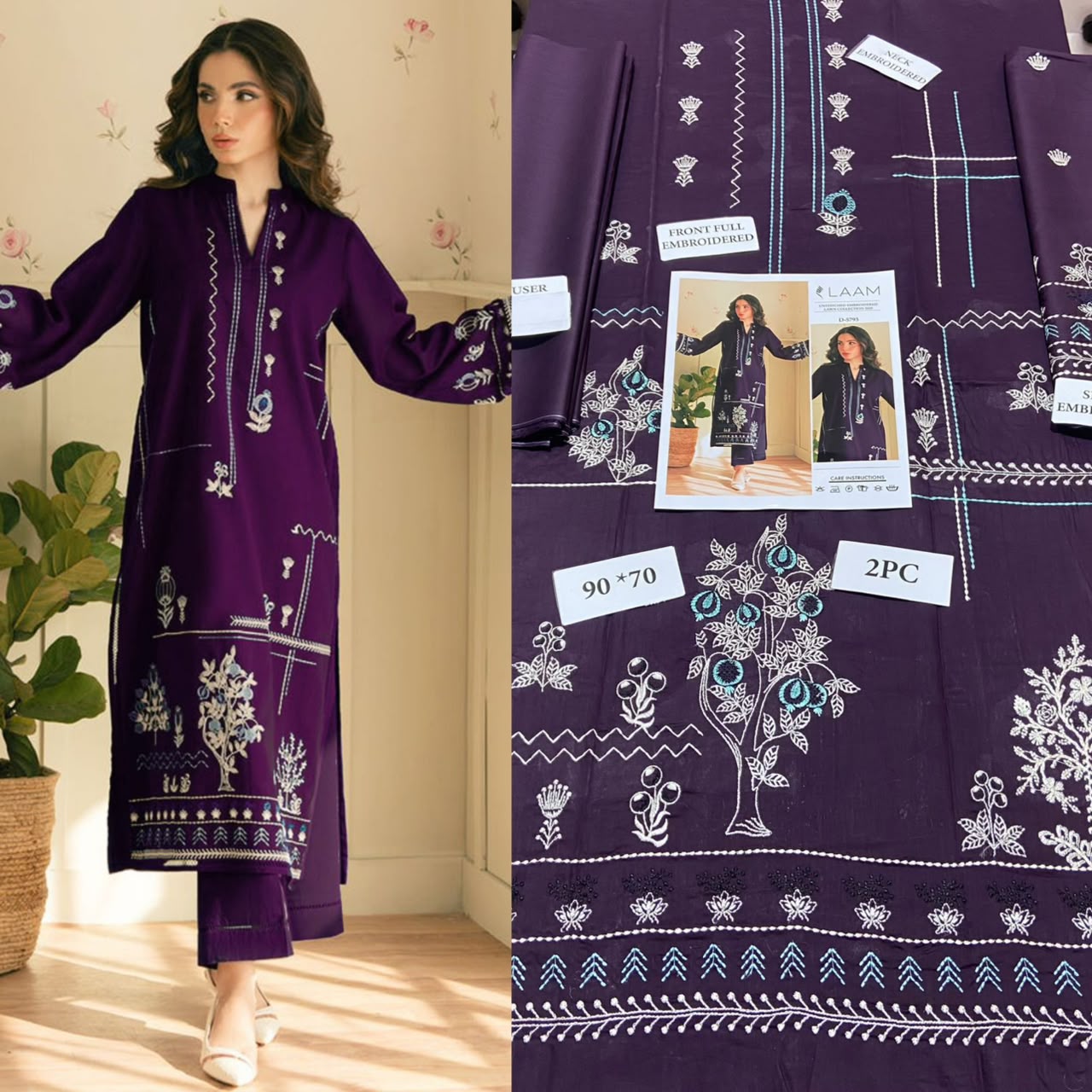 Premium Embroidered Airjet Lawn Suit for Women