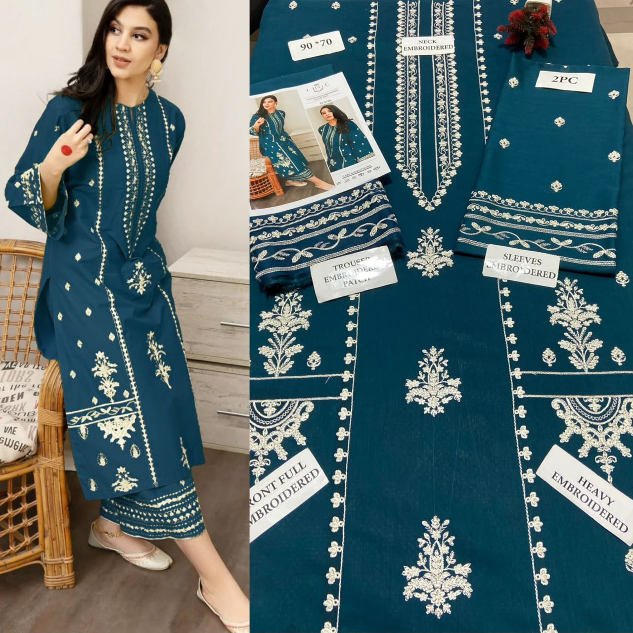 Premium Embroidered Airjet Lawn Suit for Women