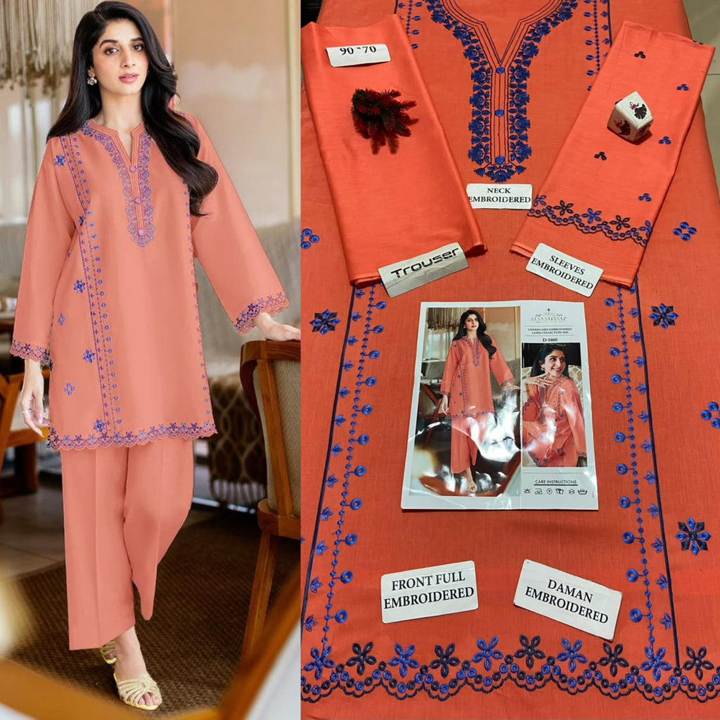 Premium Embroidered Airjet Lawn Suit for Women