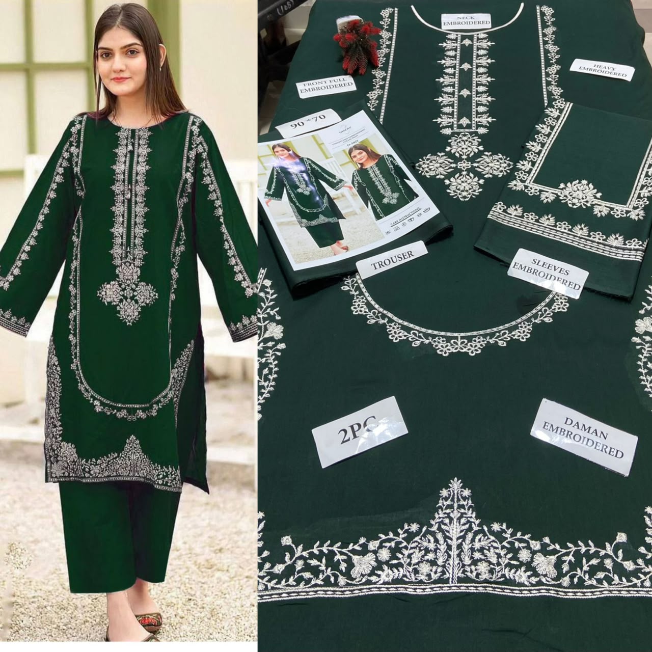 Premium Embroidered Airjet Lawn Suit for Women