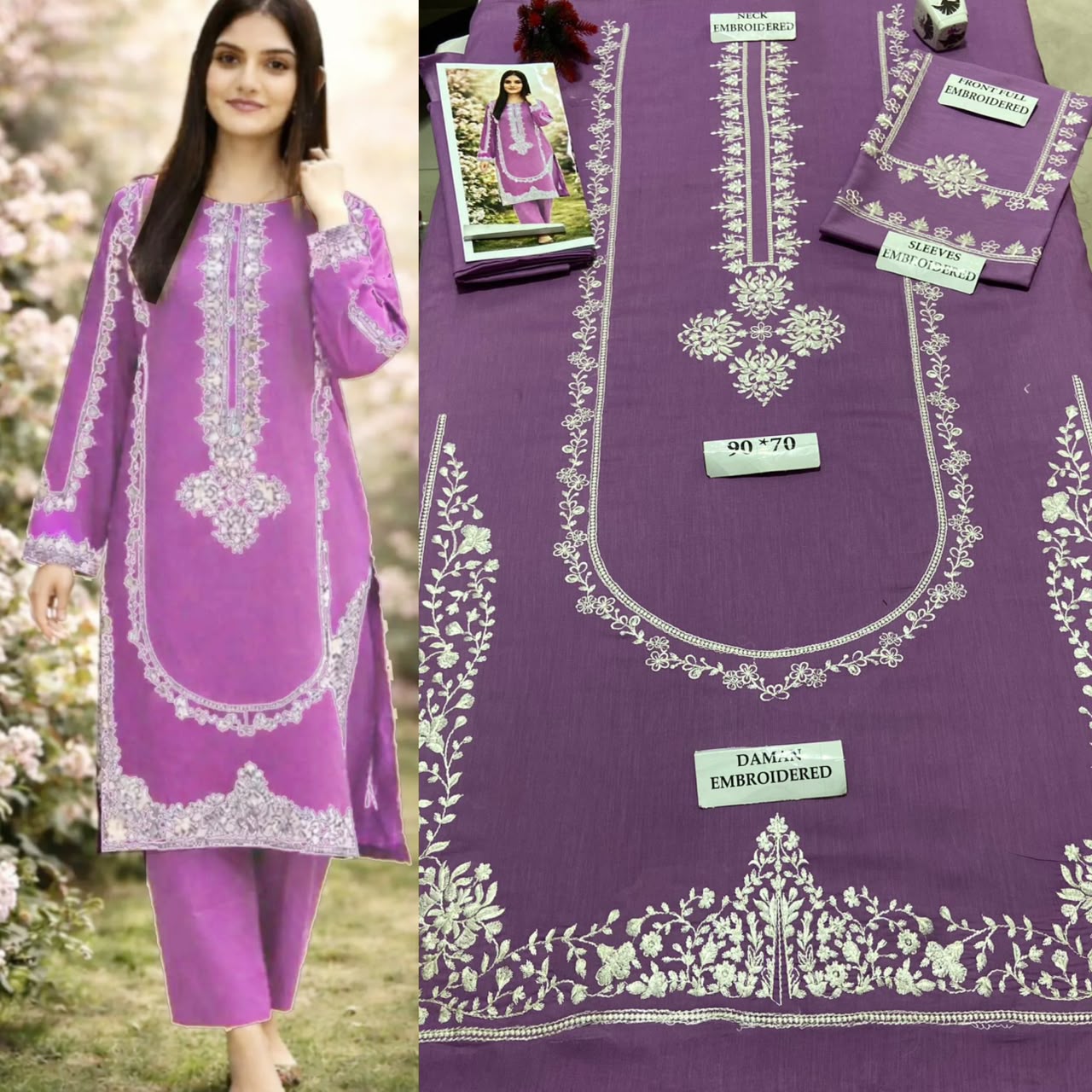 Premium Embroidered Airjet Lawn Suit for Women
