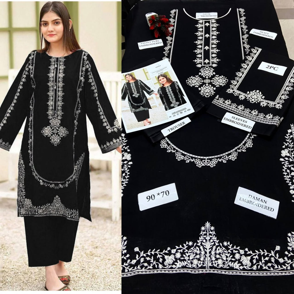 Premium Embroidered Airjet Lawn Suit for Women
