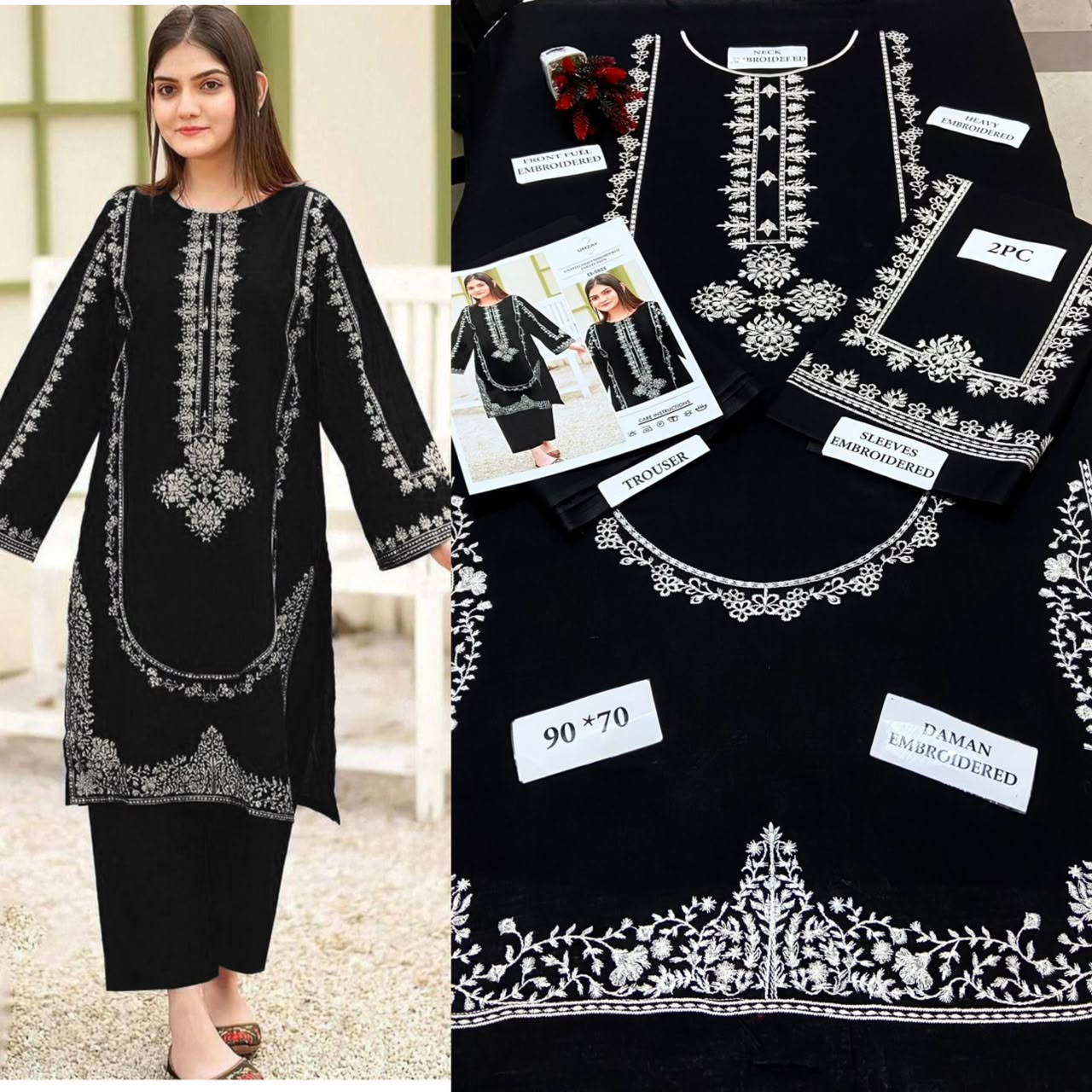 Premium Embroidered Airjet Lawn Suit for Women