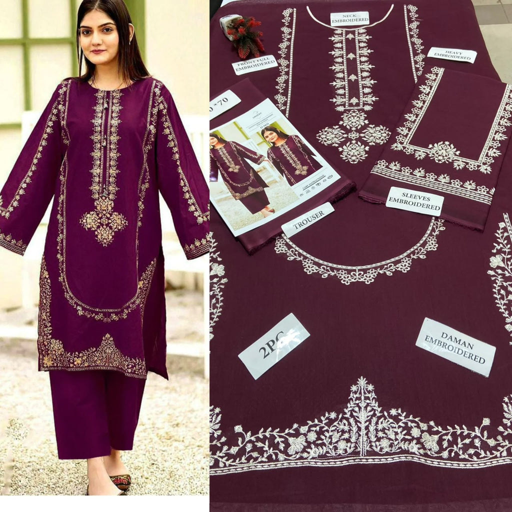 Premium Embroidered Airjet Lawn Suit for Women