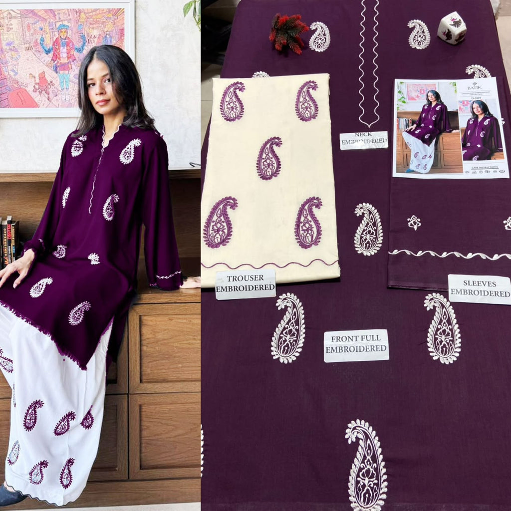 Premium Embroidered Airjet Lawn Suit for Women