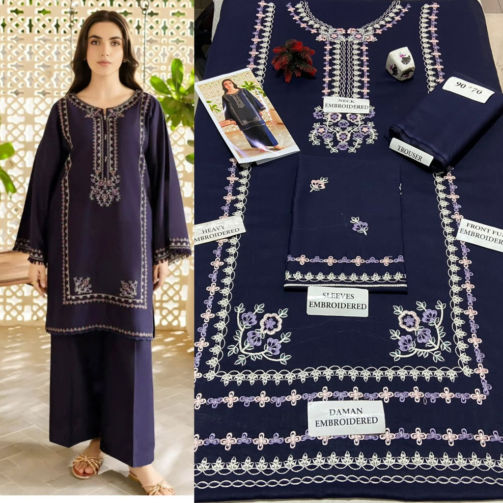 Premium Embroidered Airjet Lawn Suit for Women