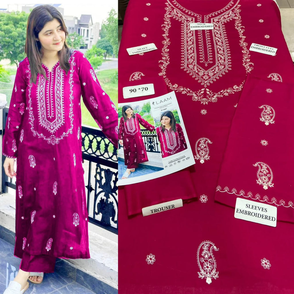 Premium Embroidered Airjet Lawn Suit for Women