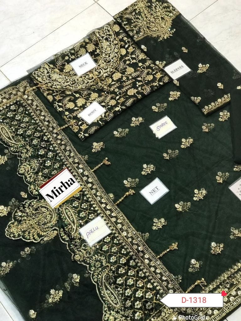 Maria B Saree Wedding Collection 2026 – Heavy Embroidered Net Saree