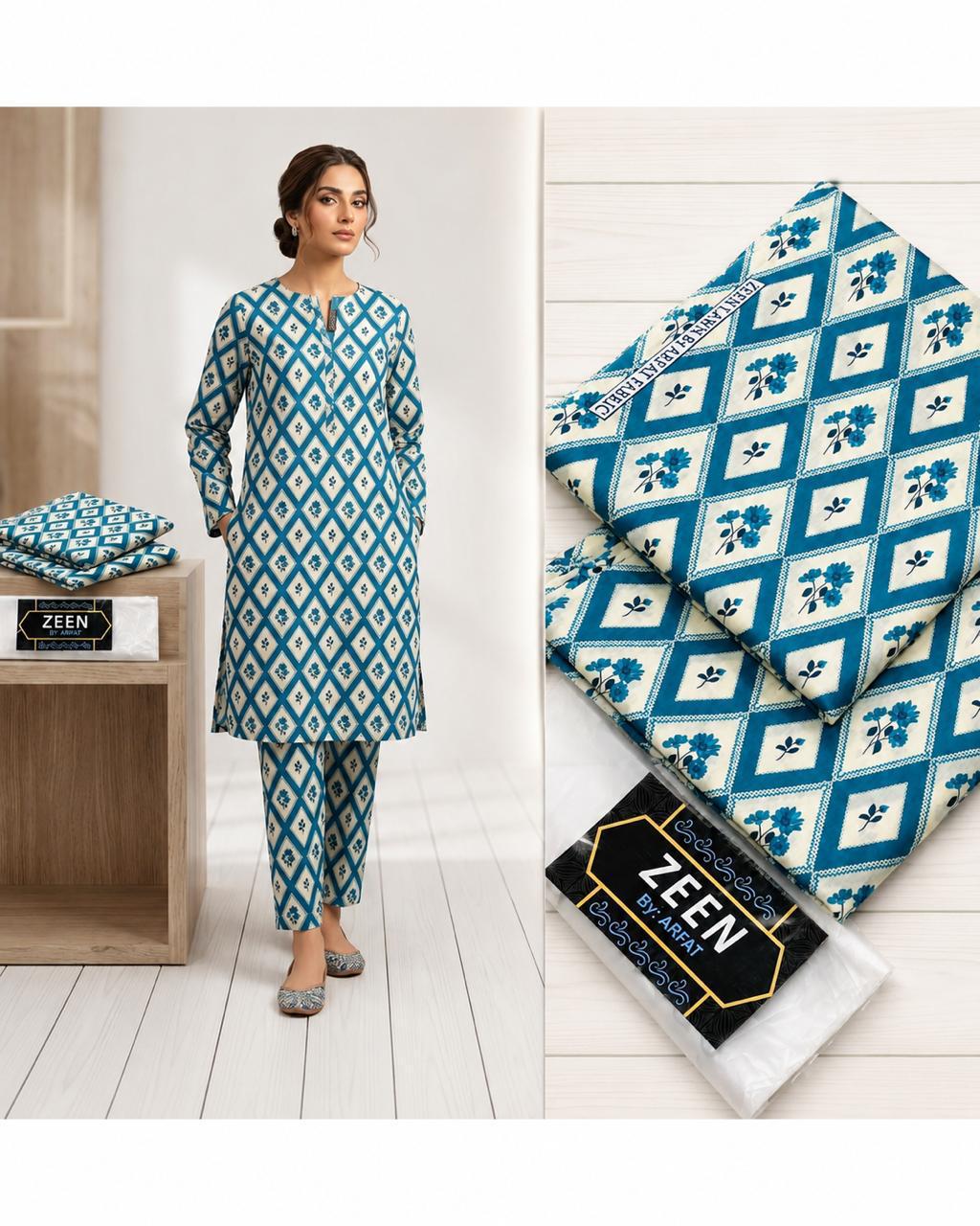 ZEEN Printed Lawn 2 Piece Suit – Premium Summer Collection
