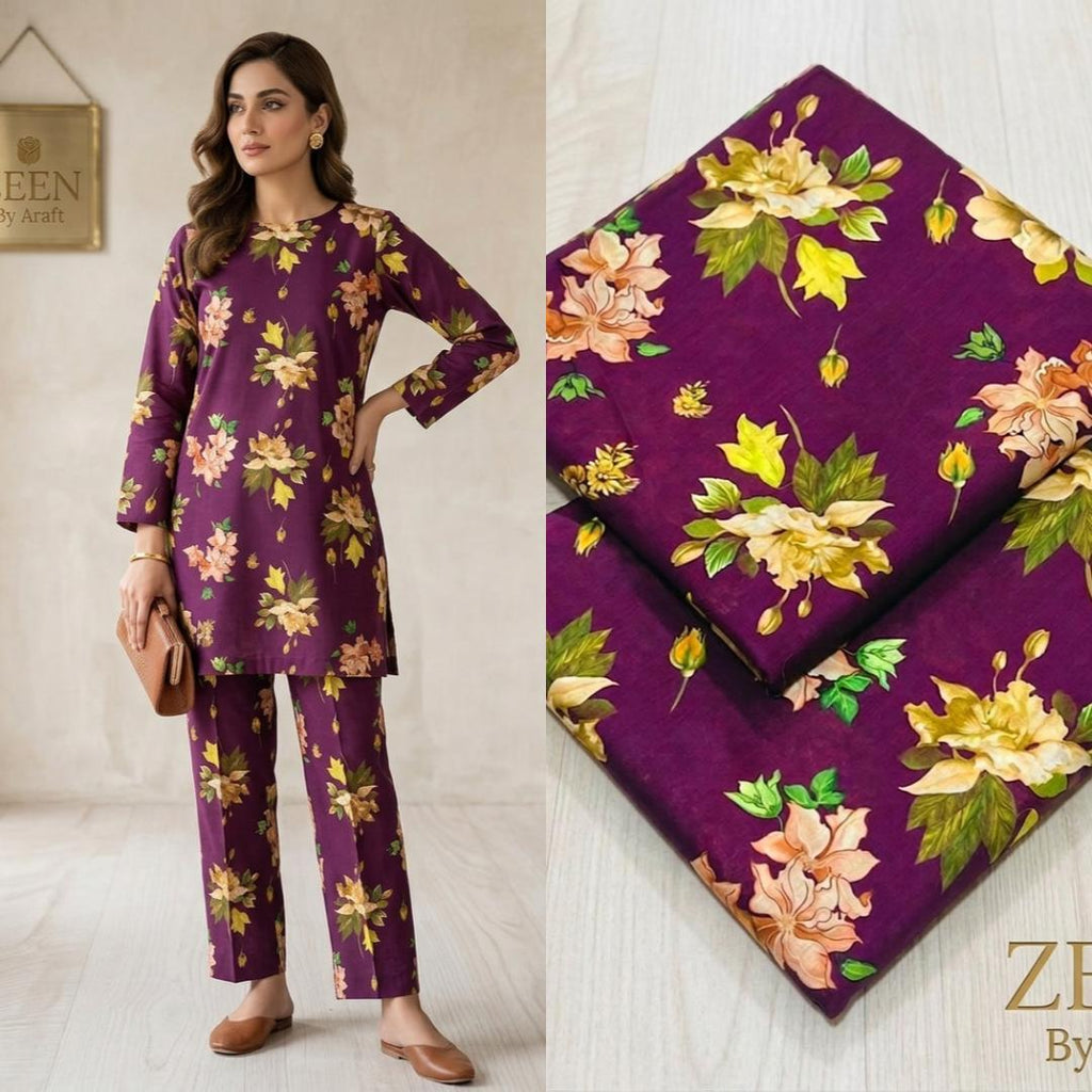 ZEEN Printed Lawn 2 Piece Suit – Premium Summer Collection