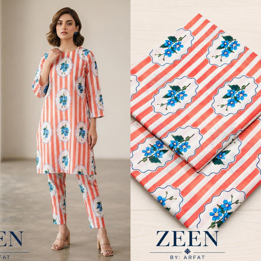 ZEEN Printed Lawn 2 Piece Suit – Premium Summer Collection