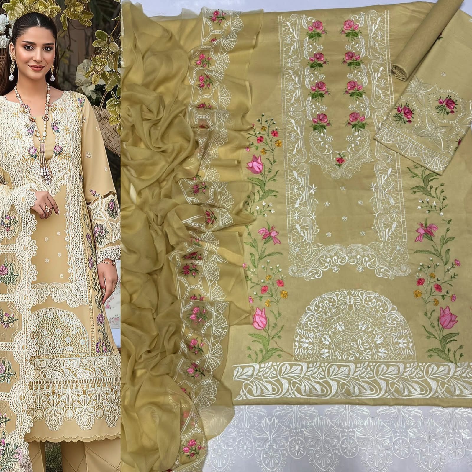 Luxury Embroidered 3-Piece Airjet Lawn Suit – Premium Export Quality (90/70)