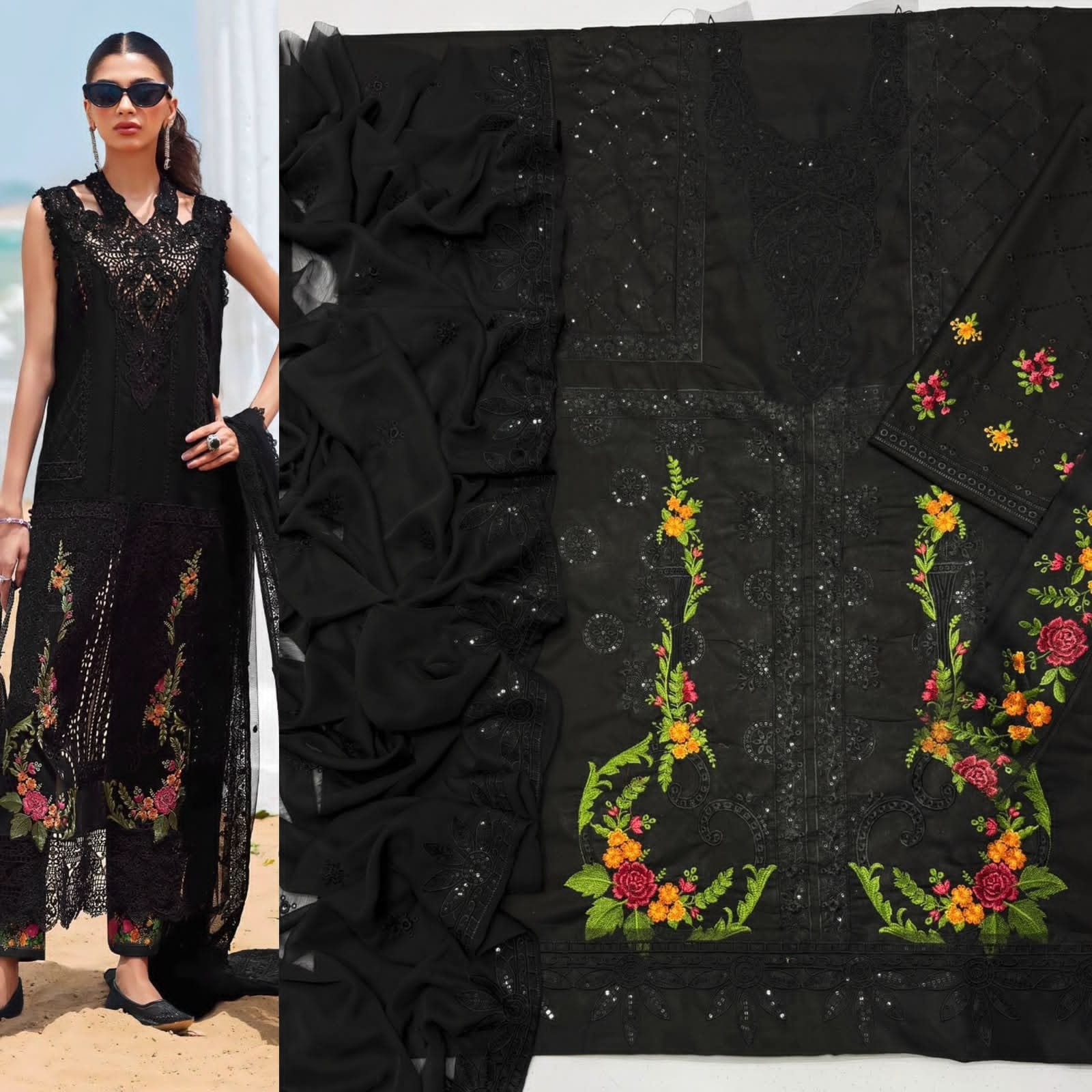 Luxury Embroidered 3-Piece Airjet Lawn Suit – Premium Export Quality (90/70)