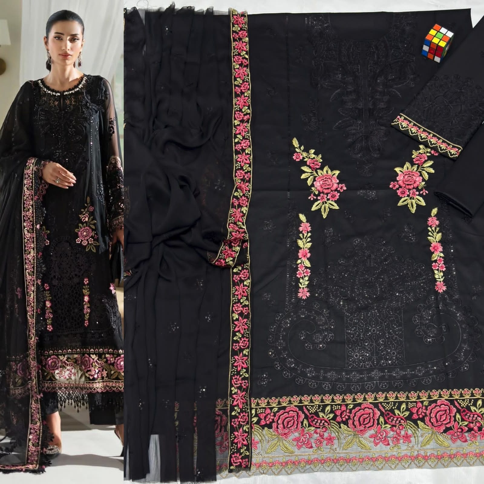 Luxury Embroidered 3-Piece Airjet Lawn Suit – Premium Export Quality (90/70)