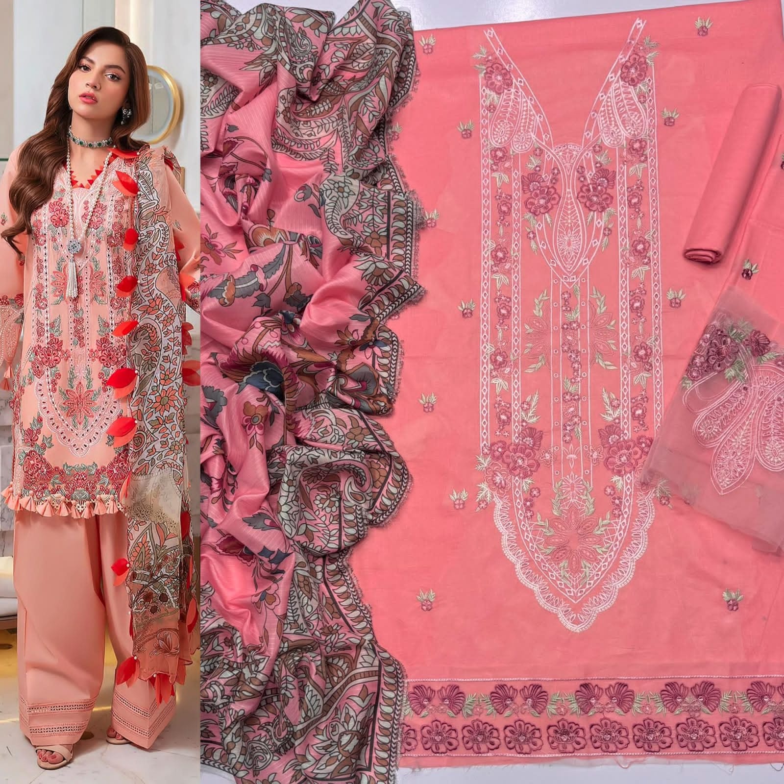 Luxury Embroidered 3-Piece Airjet Lawn Suit – Premium Export Quality (90/70)
