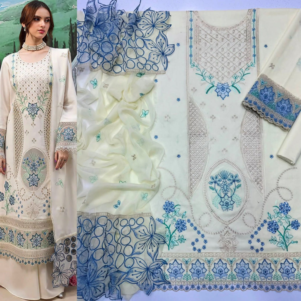 Luxury Embroidered 3-Piece Airjet Lawn Suit – Premium Export Quality (90/70)
