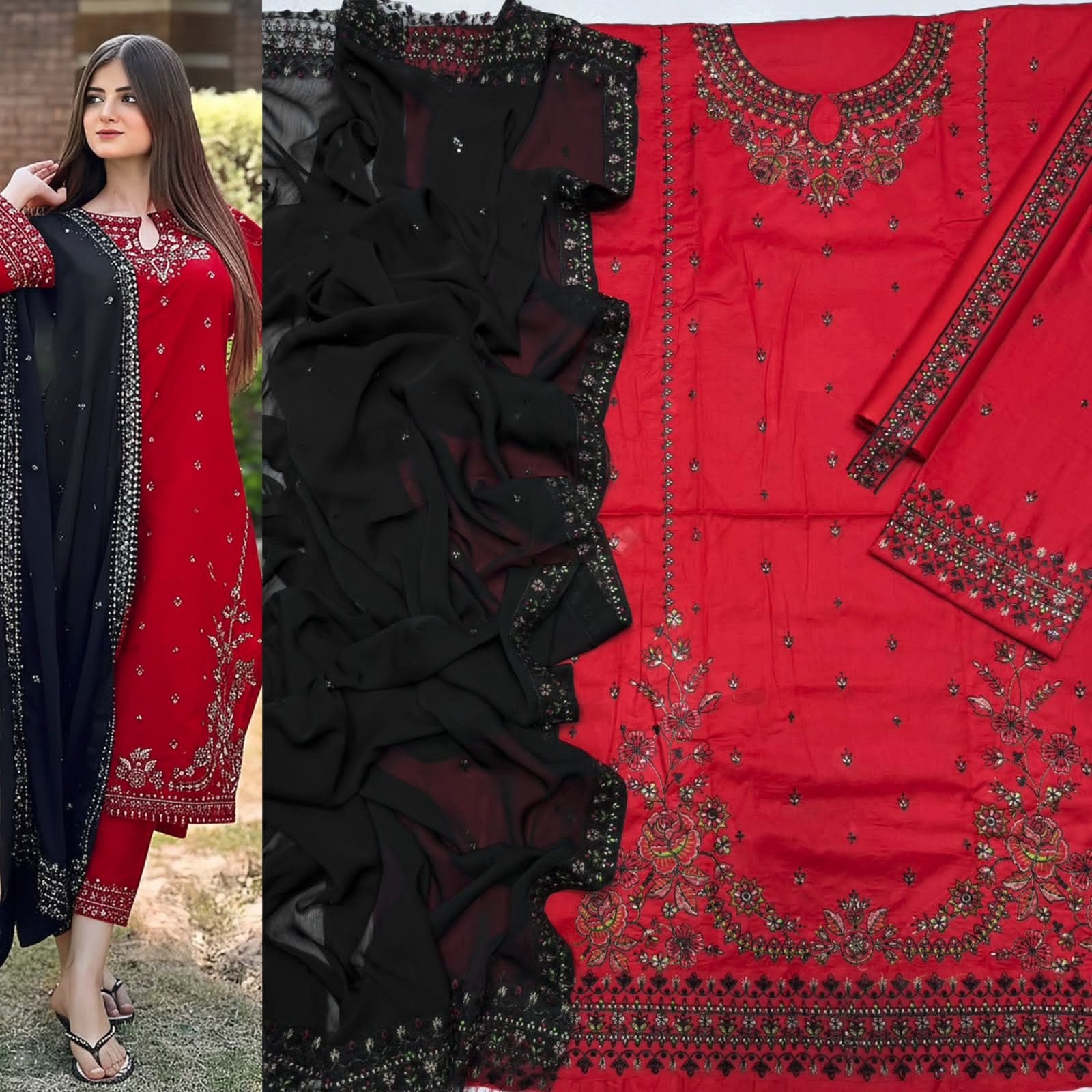 Luxury Embroidered 3-Piece Airjet Lawn Suit – Premium Export Quality (90/70)