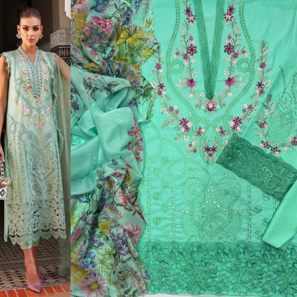 Luxury Embroidered 3-Piece Airjet Lawn Suit – Premium Export Quality (90/70)