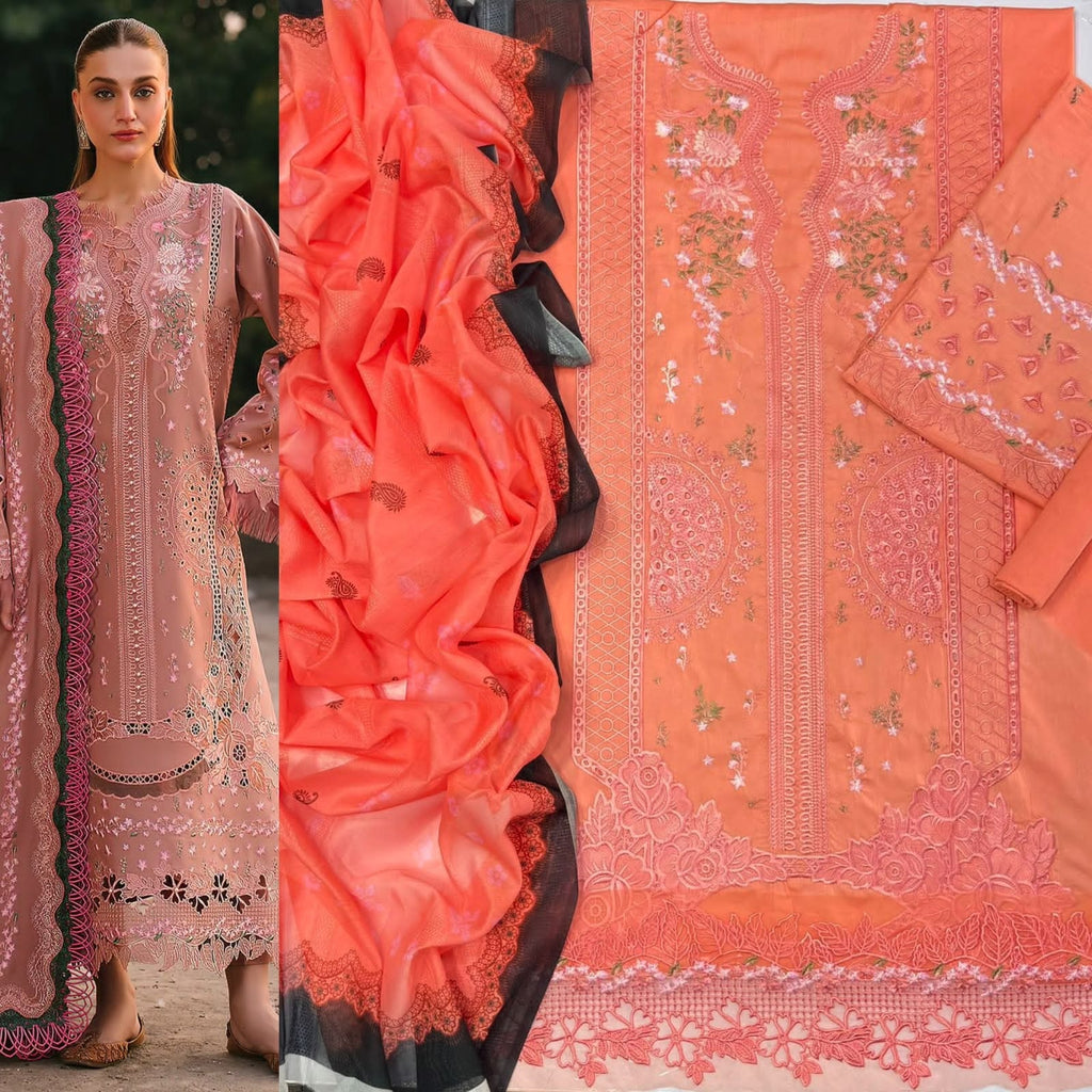 Luxury Embroidered 3-Piece Airjet Lawn Suit – Premium Export Quality (90/70)