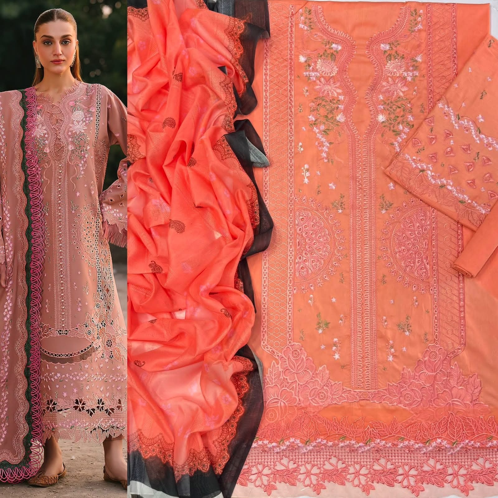 Luxury Embroidered 3-Piece Airjet Lawn Suit – Premium Export Quality (90/70)