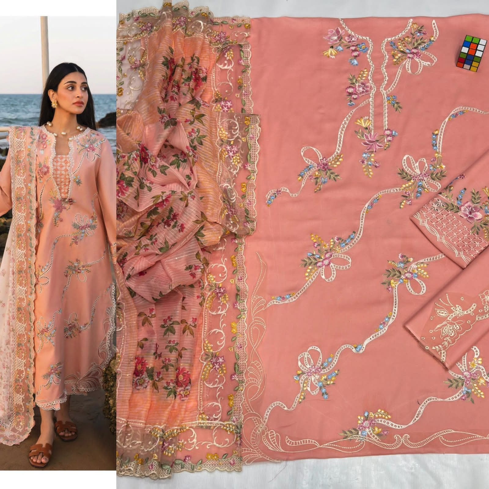 Luxury Embroidered 3-Piece Airjet Lawn Suit – Premium Export Quality (90/70)