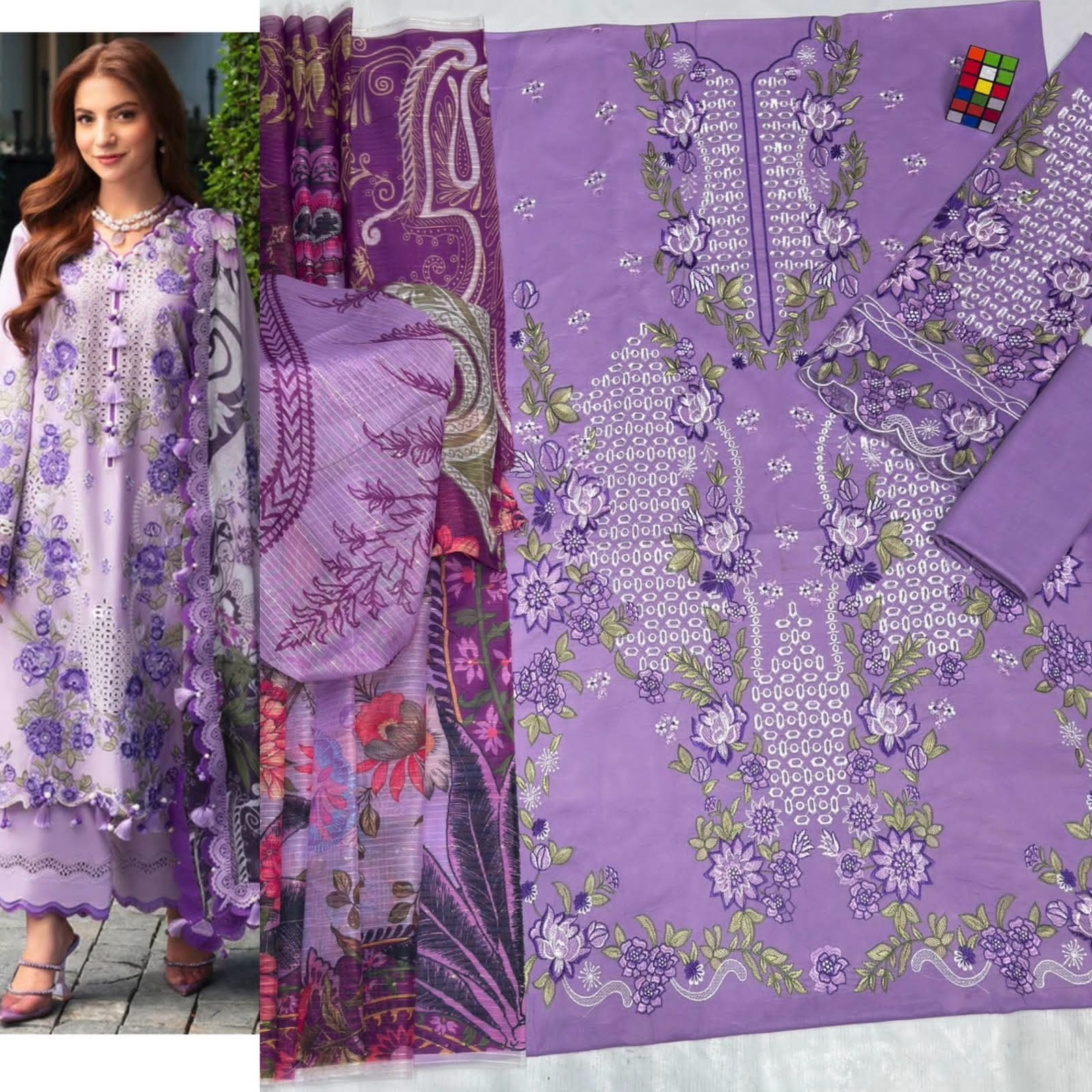 Luxury Embroidered 3-Piece Airjet Lawn Suit – Premium Export Quality (90/70)