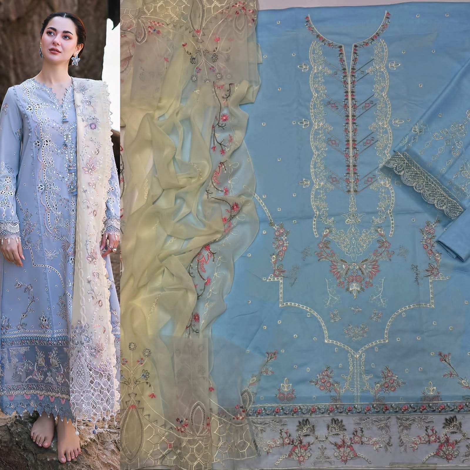 Luxury Embroidered 3-Piece Airjet Lawn Suit – Premium Export Quality (90/70)