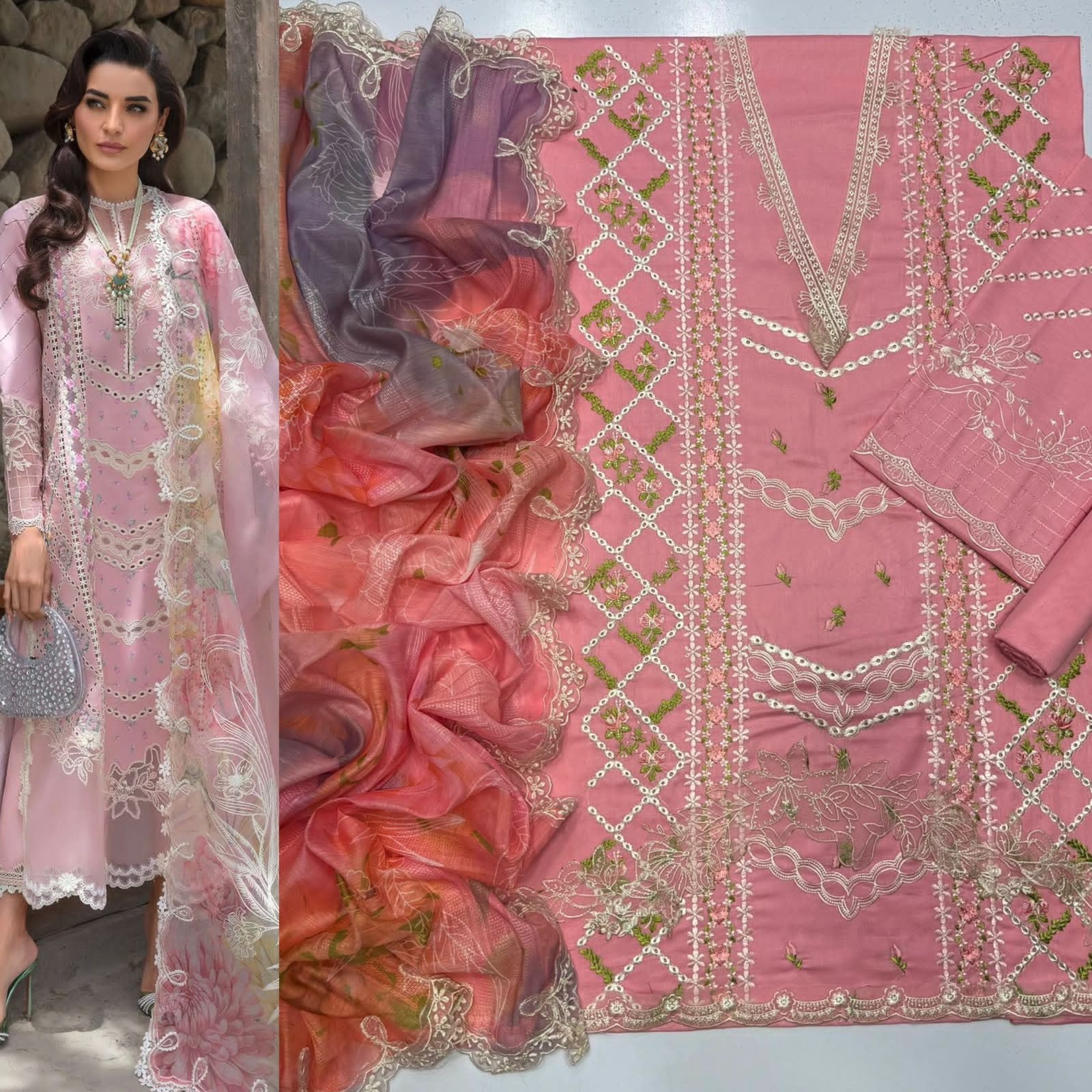 Luxury Embroidered 3-Piece Airjet Lawn Suit – Premium Export Quality (90/70)