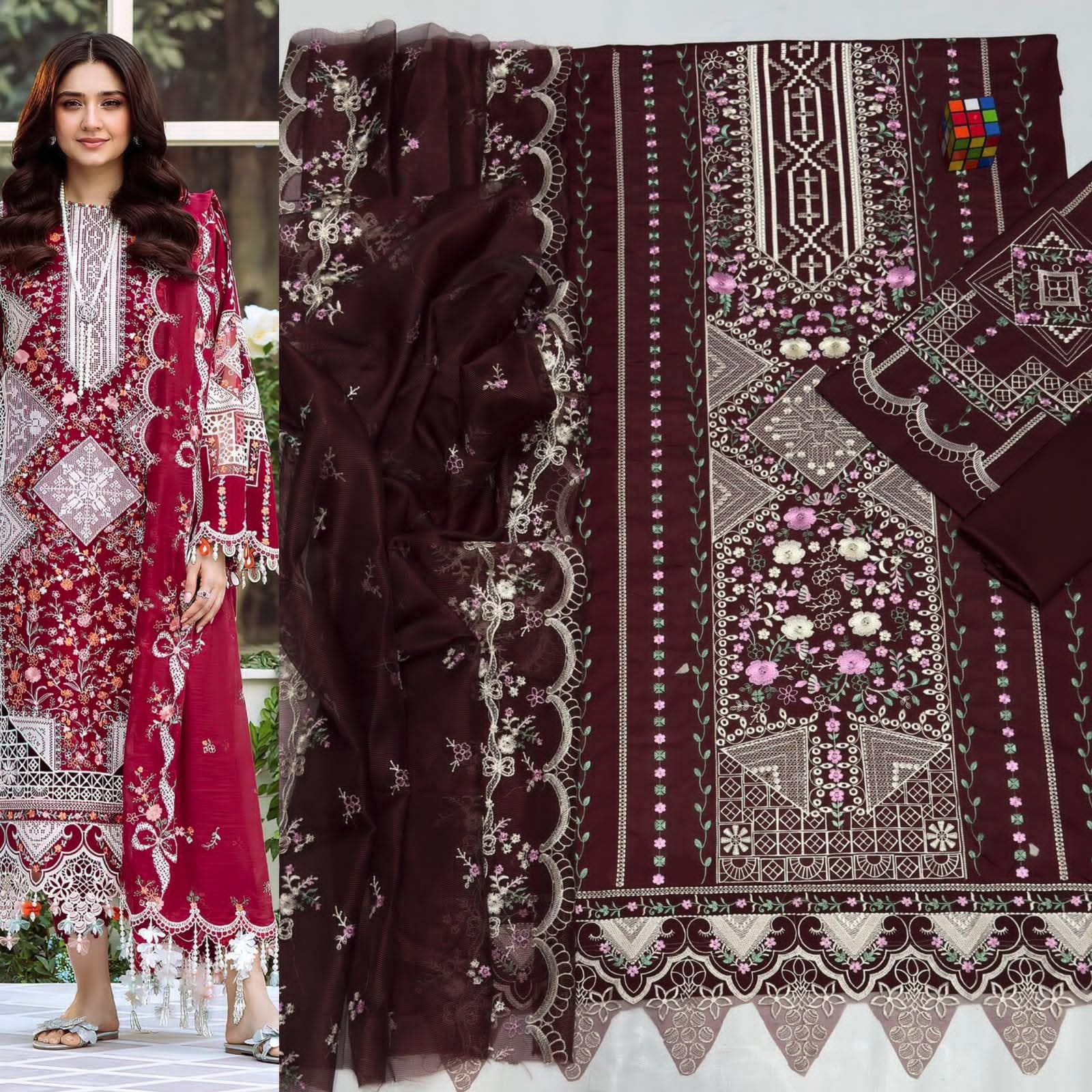 Luxury Embroidered 3-Piece Airjet Lawn Suit – Premium Export Quality (90/70)