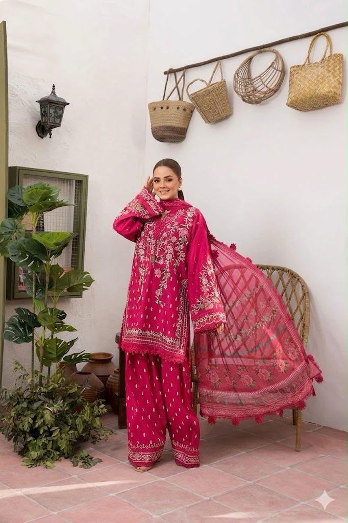 Maria B Inspired Premium Embroidered Lawn 3 Piece Suit | Summer Collection 2026