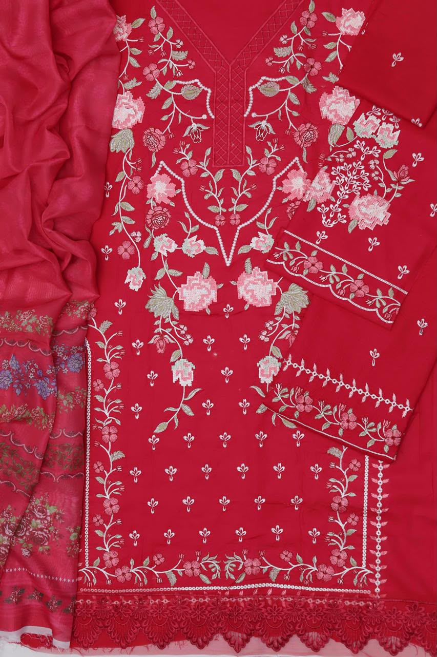 Maria B Inspired Premium Embroidered Lawn 3 Piece Suit | Summer Collection 2026