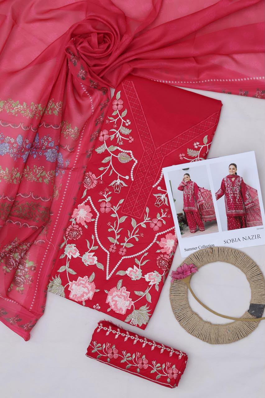 Maria B Inspired Premium Embroidered Lawn 3 Piece Suit | Summer Collection 2026