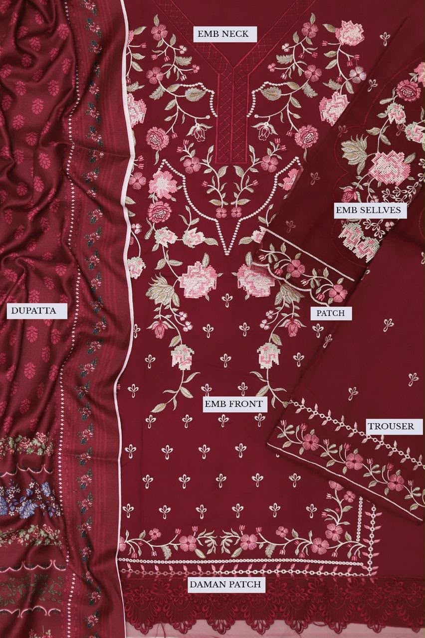 Maria B Inspired Premium Embroidered Lawn 3 Piece Suit | Summer Collection 2026