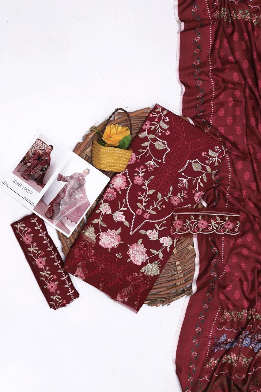 Maria B Inspired Premium Embroidered Lawn 3 Piece Suit | Summer Collection 2026