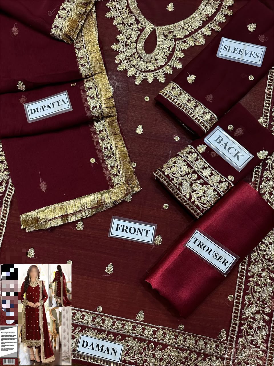 ASIM JOFA Replica Unstitched 3 Piece Chiffon Suit with Embroidered Dupatta