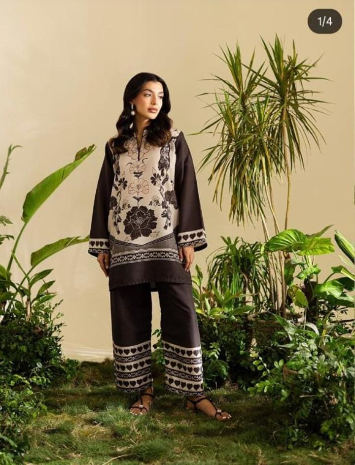 Digital Printed 3 Piece Shamooz Silk Suit with Matching Silk Dupatta
