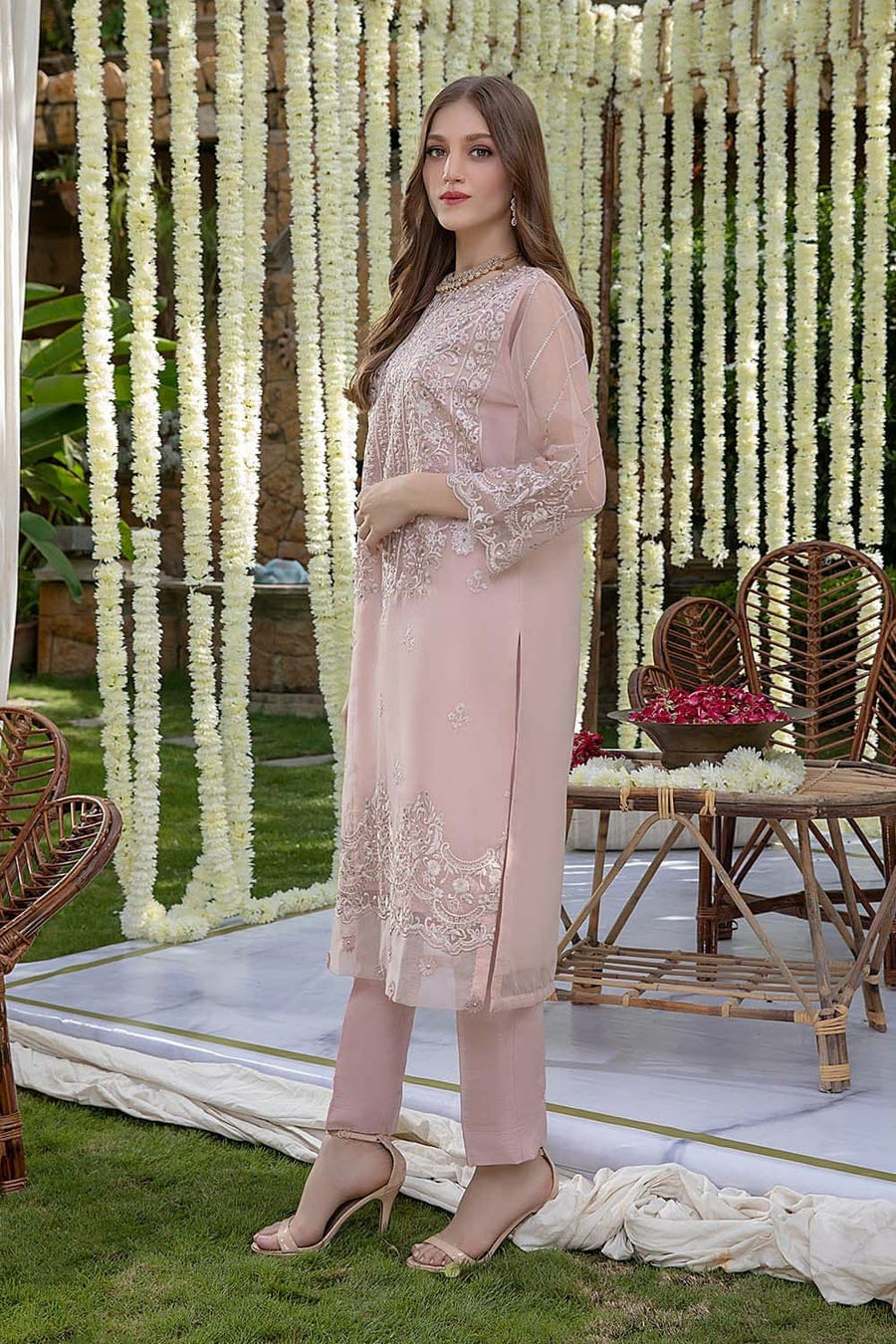 AZURE Replica Unstitched 2 Piece Organza Suit with Satin Silk Trouser