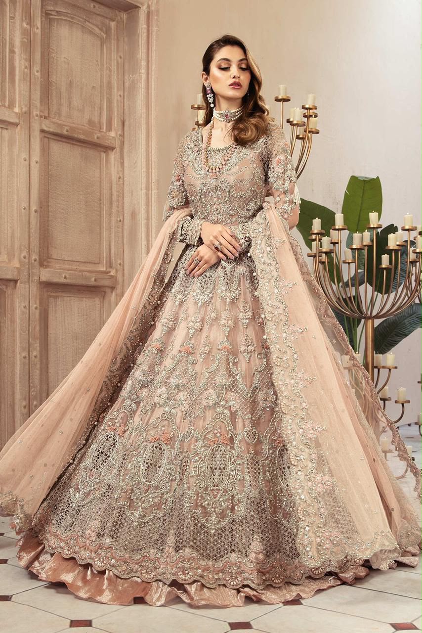 MARIA.B Bridal Wedding Edition – Embroidered Net Maxi with Silk Trouser