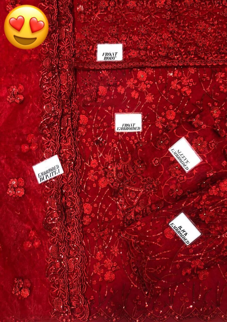 Maryam & Maria Luxury Collection Unstitched Net Suit with Heavy Embroidery & Handwork