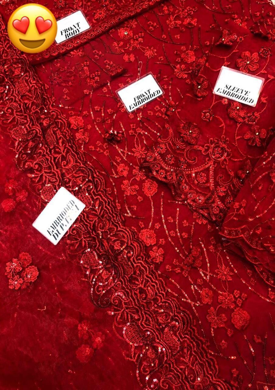 Maryam & Maria Luxury Collection Unstitched Net Suit with Heavy Embroidery & Handwork