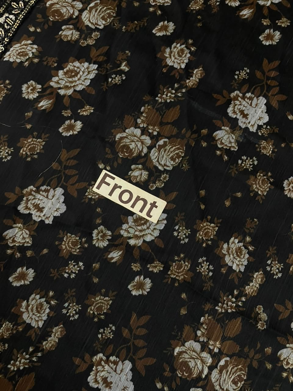 BAROQUE Luxury Chiffon Printed & Embroidered 3 Piece Suit – Black & Maroon
