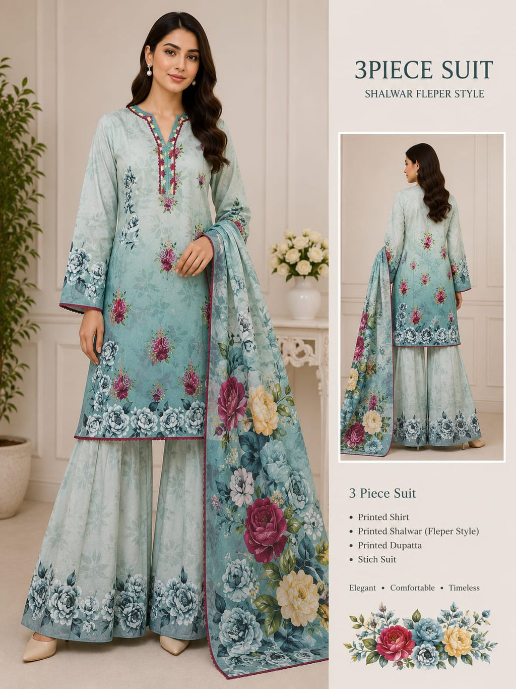 Adan Libas & Limelight Prints Premium Lawn Stitched 3 Piece Suit