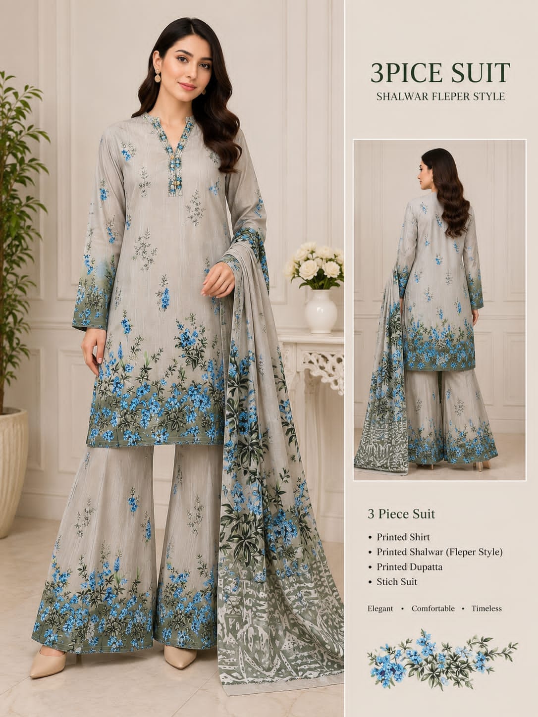 Adan Libas & Limelight Prints Premium Lawn Stitched 3 Piece Suit